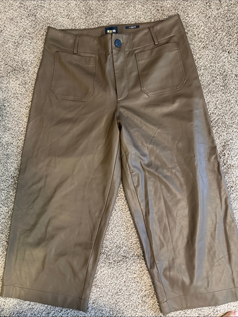 This a a faux leather from Anthropologie.  It is a cropped pant. It is a size 16